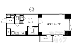 京都市営烏丸線 烏丸御池駅 徒歩6分の賃貸マンション 6階1DKの間取り