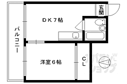 京都地下鉄東西線 東山駅 徒歩1分の賃貸マンション 3階1DKの間取り