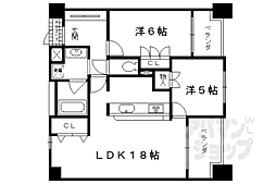 JR東海道・山陽本線 京都駅 徒歩5分の賃貸マンション 7階2LDKの間取り