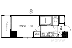 京都市営烏丸線 五条駅 徒歩8分の賃貸マンション 5階1Kの間取り