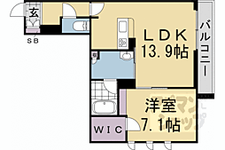 京都地下鉄東西線 太秦天神川駅 徒歩8分の賃貸マンション 2階1LDKの間取り