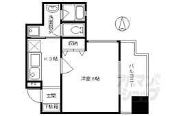 京都市営烏丸線 四条駅 徒歩6分の賃貸マンション 9階1Kの間取り