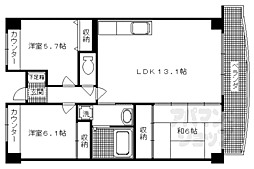 阪急京都本線 西京極駅 徒歩13分の賃貸マンション 2階3LDKの間取り