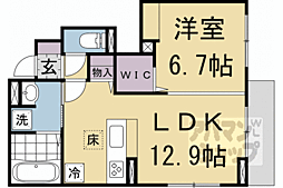 京阪本線 鳥羽街道駅 徒歩6分の賃貸アパート 1階1LDKの間取り