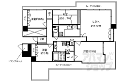 京都市営烏丸線 五条駅 徒歩2分の賃貸マンション 14階4LDKの間取り