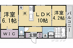 ヌーベル・ヴィー侍従池 1階2LDKの間取り