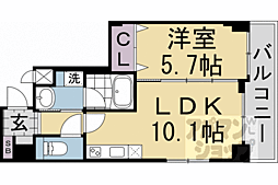 ベラジオ雅び四条通II 3階1LDKの間取り