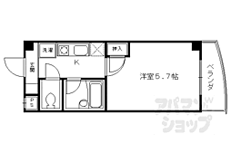 エクシード西院II 2階1Kの間取り