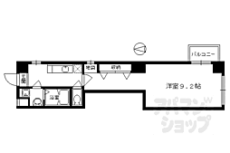 京都市営烏丸線 五条駅 徒歩6分の賃貸マンション 2階1Kの間取り