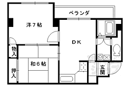ライオンズ御前三条ビル 2階2DKの間取り