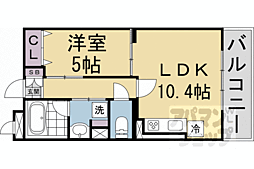 京都市営烏丸線 四条駅 徒歩9分の賃貸マンション 2階1LDKの間取り