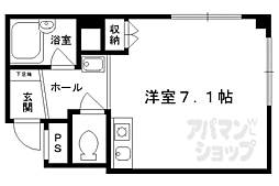 京阪本線 清水五条駅 徒歩7分の賃貸マンション 2階ワンルームの間取り