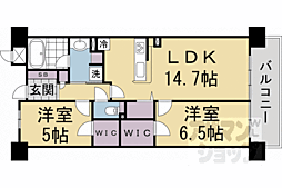 パデシオン西大路御池駅前 5階2LDKの間取り