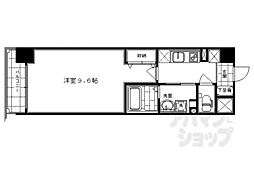 京都市営烏丸線 烏丸御池駅 徒歩7分の賃貸マンション 4階1Kの間取り