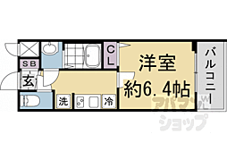 ヴィラ四条大宮 4階1Kの間取り