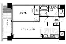 京阪本線 三条駅 徒歩1分の賃貸マンション 2階1LDKの間取り
