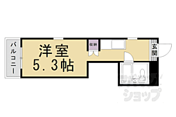 京阪本線 清水五条駅 徒歩10分の賃貸マンション 2階1Kの間取り