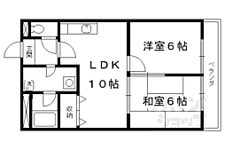JR山陰本線 太秦駅 徒歩12分の賃貸マンション 4階2LDKの間取り