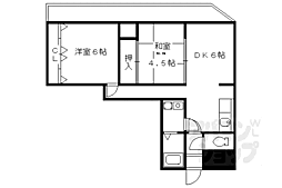 JR山陰本線 太秦駅 徒歩10分の賃貸マンション 4階2DKの間取り