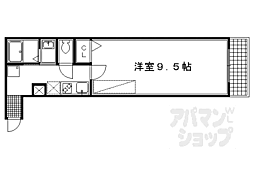京都市営烏丸線 四条駅 徒歩8分の賃貸マンション 1階1Kの間取り