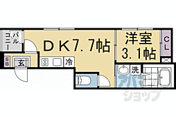 アミティア円町 3階1DKの間取り