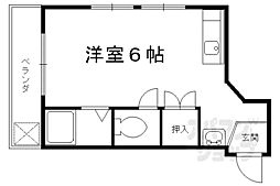 四条テラス 1階ワンルームの間取り