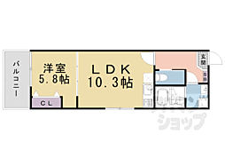 京都市営烏丸線 四条駅 徒歩7分の賃貸マンション 2階1LDKの間取り