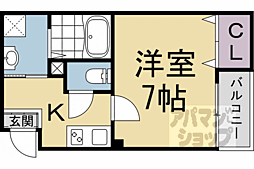 ＶＥＧＡＳ西ノ京　Ｂ 202 1階1Kの間取り