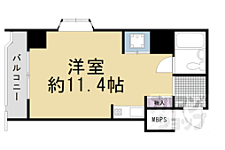 京都市営烏丸線 烏丸御池駅 徒歩4分の賃貸マンション 8階ワンルームの間取り