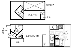 未麗　梅小路 2階1LDKの間取り