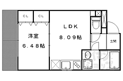 京阪本線 神宮丸太町駅 徒歩7分の賃貸マンション 3階1DKの間取り