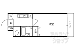 阪急京都本線 西京極駅 徒歩23分の賃貸マンション 3階1Kの間取り