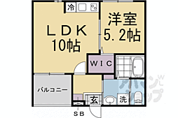 JR山陰本線 太秦駅 徒歩6分の賃貸アパート 2階1LDKの間取り