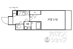京都市営烏丸線 五条駅 徒歩5分の賃貸マンション 4階1Kの間取り