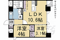 ＳＴＡＮＤＺ京都二条 4階2LDKの間取り