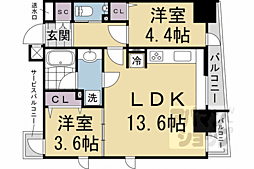 ＳＴＡＮＤＺ京都二条 3階2LDKの間取り