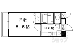 阪急京都本線 西京極駅 徒歩3分の賃貸マンション 2階1Kの間取り