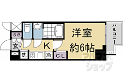 阪急京都本線 西院駅 徒歩8分の賃貸マンション 2階1Kの間取り