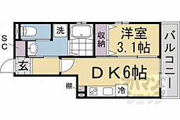 Live Flat京都西院 1DKの間取図画像