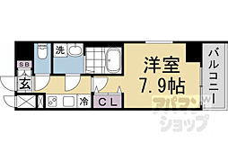 プレサンス京都北野白梅町 1Kの間取図画像