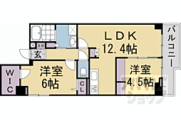 パインフィールド七条 2LDKの間取図画像