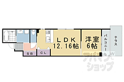 PEACEWELL四条 1LDKの間取図画像