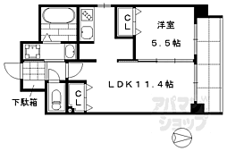 サンクチュアリ二条城2 1LDKの間取図画像