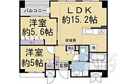 イーグルコート二条駅ウエスト 2LDKの間取図画像