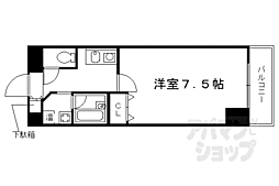 ウィズ高辻通 1Kの間取図画像