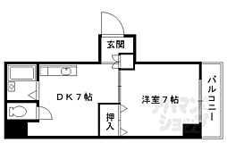 ラフィーネ四条堀川 1DKの間取図画像