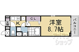 京都市下京区西七条御領町アパート 1Kの間取図画像