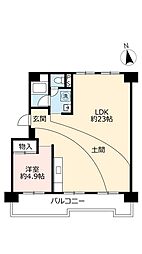 UR都市機構洛西境谷東団地9棟 1LDKの間取図画像