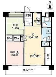 UR桃山南 3階2LDKの間取り