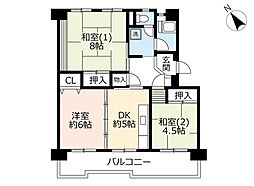 UR都市機構洛西新林北団地4棟 3DKの間取図画像